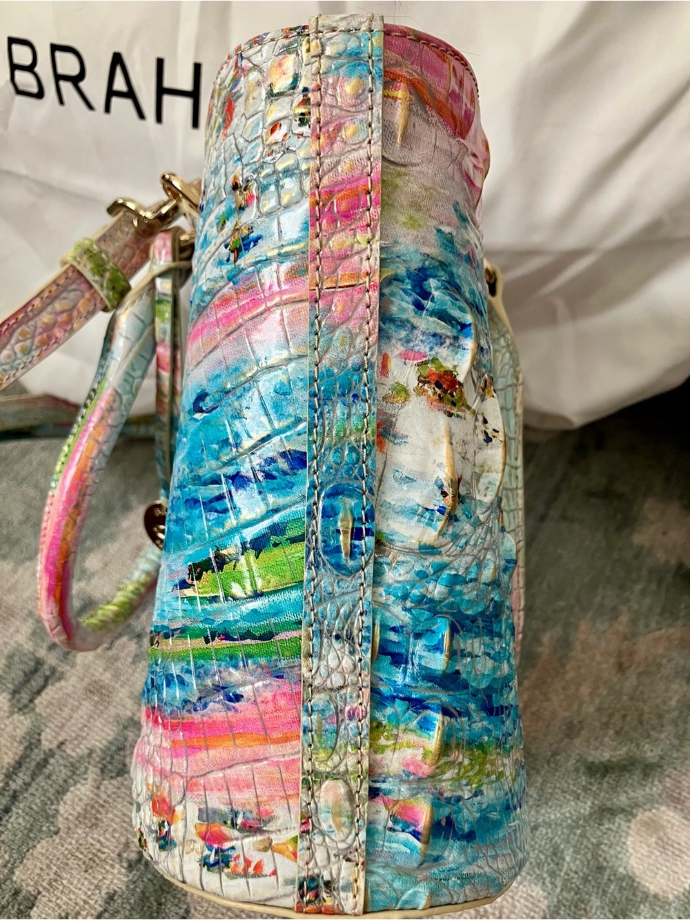 Brahmin Multicolor Croc-Embossed Leather Tote - Picture 10 of 11